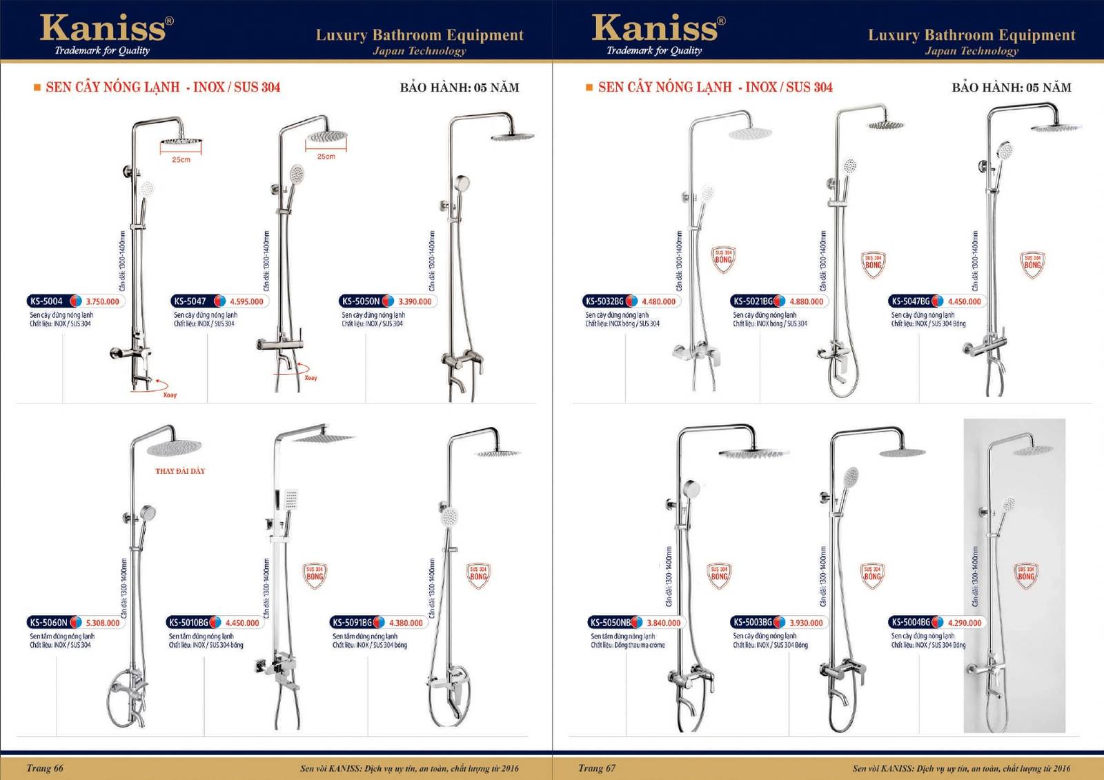 Bảng giá và Catalogue Thiết bị vệ sinh KANISS mới nhất 2025 /Page 34